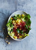 Celeriac salad with hazelnuts, lamb's lettuce and red cress (low carb)