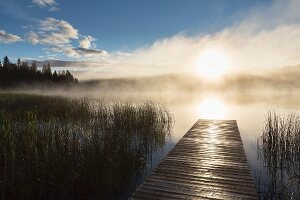 Sunrise over Grayling Lake in the Mountain National Park, Canada