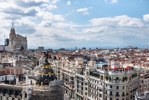 View from the rooftop terrace of the Circulo de Bellas Artes in Madrid, Spain