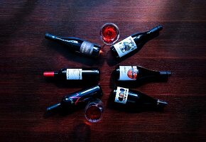 Bottles of different red wine (for game dishes)