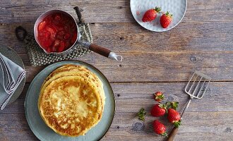 Pancakes with strawberry compote