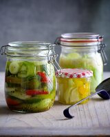 Fermented vegetables in preserving jars