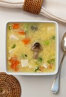 Chinese egg flower soup with tofu