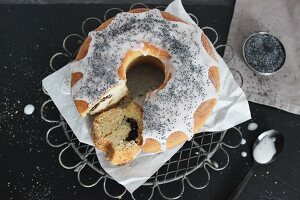 Poppy seed cake with a sugar glaze