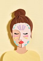 An illustration showing colour correcting on a woman's face
