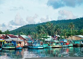 Fishing boats in the port of Duong Dong on the island Phu Quoc in Vietnam