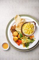 Nasi Jagung (Indonesian corn rice) with side dishes
