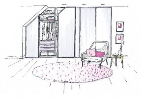 Illustration of a classic built-in wardrobe