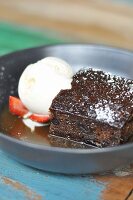 Sticky date pudding with vanilla ice cream