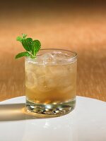 A ginger and vodka cocktail with mint leaves