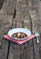 Black bean stew with chickpeas and sweetcorn