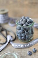 Blueberries in a small glass