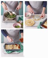 Quick and easy spinach crespelle with ricotta being made