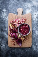 Pomegranate on a chopping board