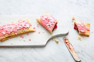 Pop tarts made from ready-made pastry with sugar hearts