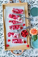 Raspberry cheesecake strips (lactose-free, gluten-free and sugar-free)