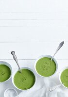 Green Soup aus Lauch, Ingwer, Zucchini und Grünkohl