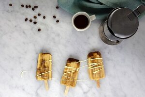 Coffee ice lollies on sticks