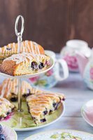 Blueberry scones on a cake stand for teatime