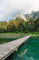 The outdoor pool at the Alpsee lake near Schwangau in the Allgäu region of Germany