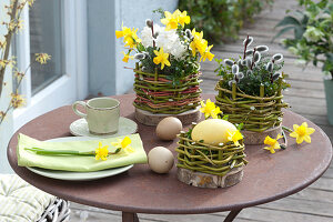 Homemade pots from Cornus branches