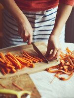 Slicing julienne carrots
