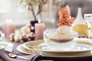 Cream dessert with pears for Christmas