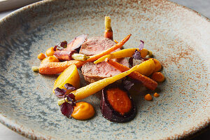 Veal fillet with carrots and potatoes