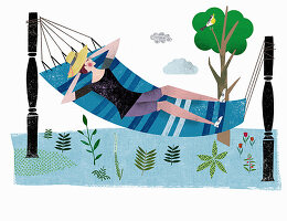 Illustration: A woman in a hammock