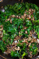 Kale with mushrooms