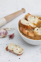 Onion soup with cheese croutes