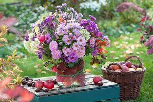 Lush Autumn Bouquet With Asters And Roses