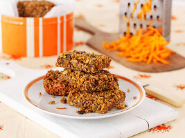 Carrot Flapjacks on a Plat