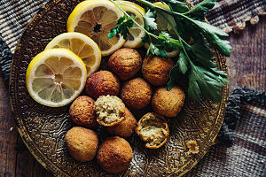 Falafel with lemon slices