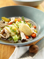Chicken stew with vegetables and semolina dumplings