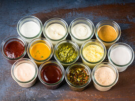 Various sauces in jars