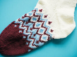 Hand-knitted Norwegian socks, foot section