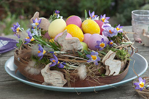 Wreath Of Twigs And Bark With Crocuses