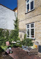 Vintage wicker furniture on terrace