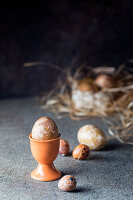 Easter background with painted Easter eggs in vintage style