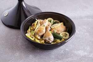 Lemon chicken with courgette made in a tagine
