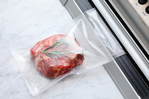 Steak being vacuum packed