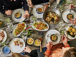 An oriental 'sweet and sour' buffet for guests