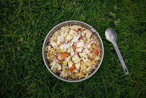 Couscous salad in a field