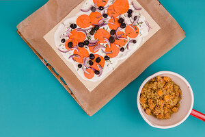 Two different types of sweet potatoes to take away – as tarte flambée and with quinoa