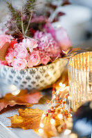 Arrangement of roses on table