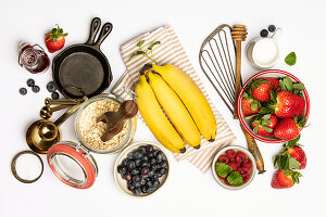 Ingredients for cooking banana oat pancakes