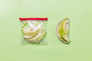 White cabbage being frozen