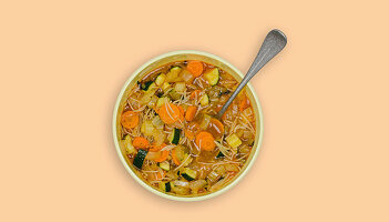 Minestrone in a microwave-proof dish