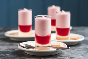 Raspberry mousse served in glasses